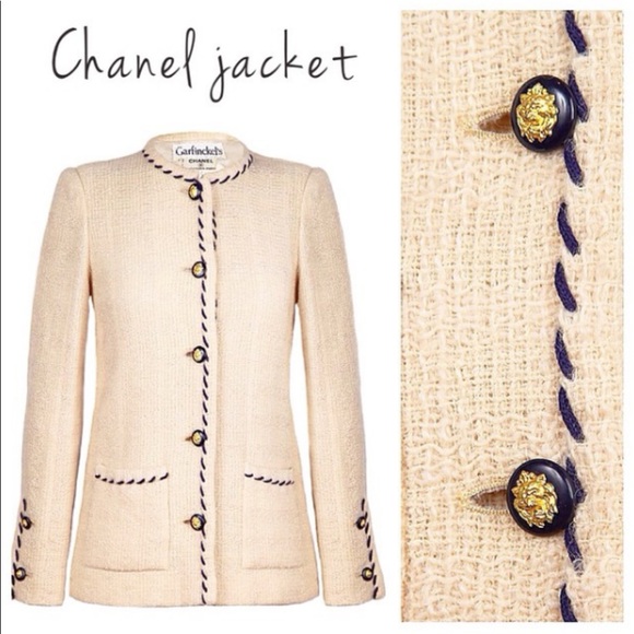 Chanel Vintage 1978 Ecru Navy Gold Lion Jacket